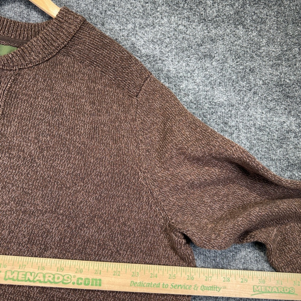 Eddie Bauer Henley Sweater Mens XXL Brown Marled 100% Cotton Pullover 2408 - Picture 7 of 11